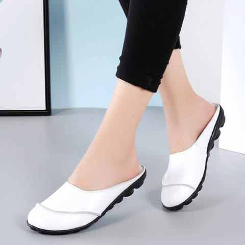 Women Slip On Flats Soft Leather Comfortable Ladies Loafers Nice Cute Shoes Footwear Antiskid 5 Colors Big Size 35~44 ► Photo 1/6