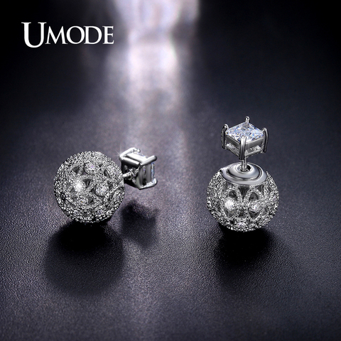UMODE Retro Hollow Ball Double Sided Earring Piercing Stud Earrings for Women Vintage Jewellery Mother's Day Gifts Party UE0244 ► Photo 1/6