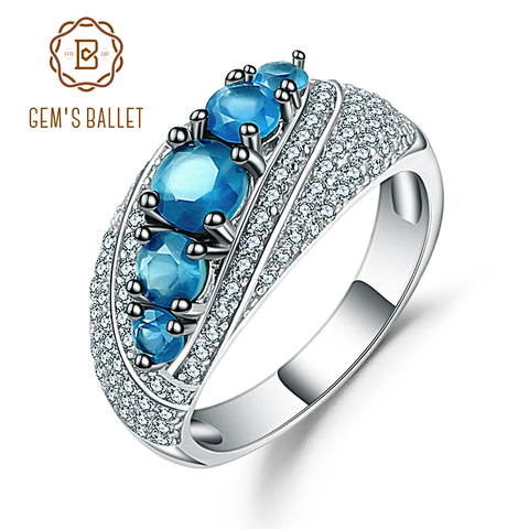 Gem's Ballet Halo 1.56Ct Natural London Blue Topaz Mona Lisa Ring 925 Sterling Silver Gemstone Rings For Women Fine Jewelry ► Photo 1/6