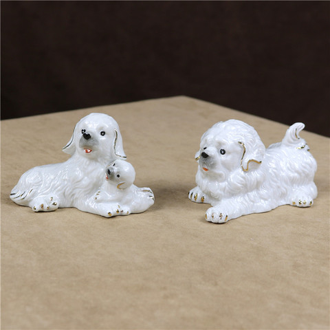 Lovely Porcelain Dog Figurine Ceramic Puppy Pet Miniature Mom and Baby New Year Gift Craft Room Embellishment Decor Accessories ► Photo 1/5