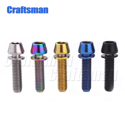 Titanium Bolts Screws M5 X 16mm M5*18 M5x20 Conical Head Bolts with Washer for Bicycle Stems Blue Black Titanium Rainbow Gold ► Photo 1/4