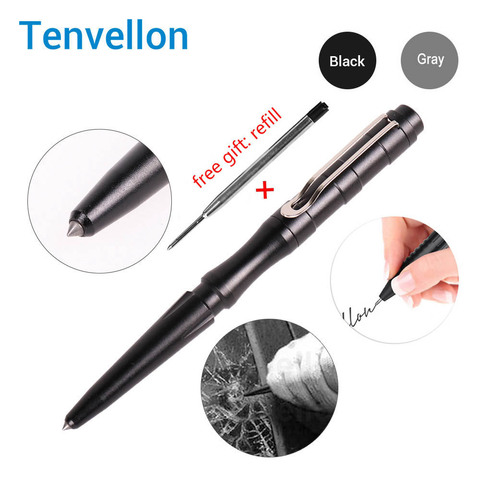 Tenvellon Self Defense Supplies Tactical Pen Security protection personal defense tool Gray Black Color Tactical Pens Safety EDC ► Photo 1/6