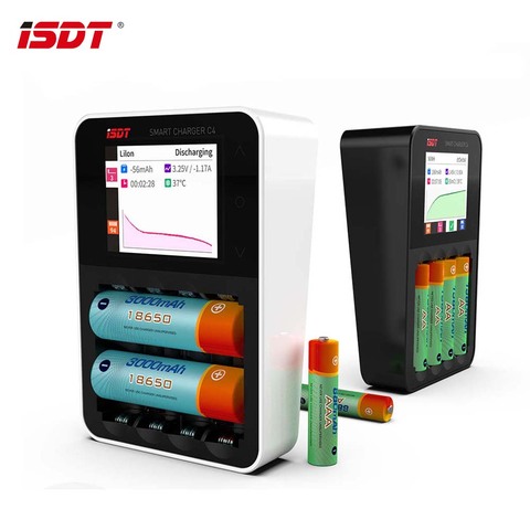 ISDT C4 8A Touch Screen Smart Battery Charger With Color Display and USB Output For 18650 26650 AA AAA Battery ► Photo 1/6