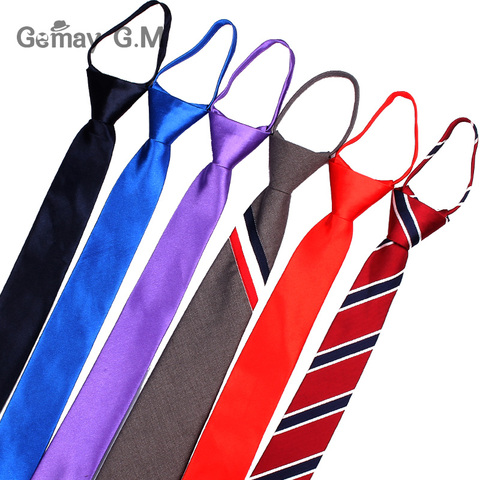 Pre-tied Students Zipper Ties For Men Women Boys Girls Adjustable Slim Men Necktie Solid Red Black Neck Tie ► Photo 1/6