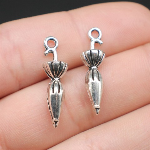 WYSIWYG 5pcs 26x7mm Antique Silver Color Tone 3D Umbrella Charms Pendant For Jewelry Making DIY Jewelry Findings ► Photo 1/3