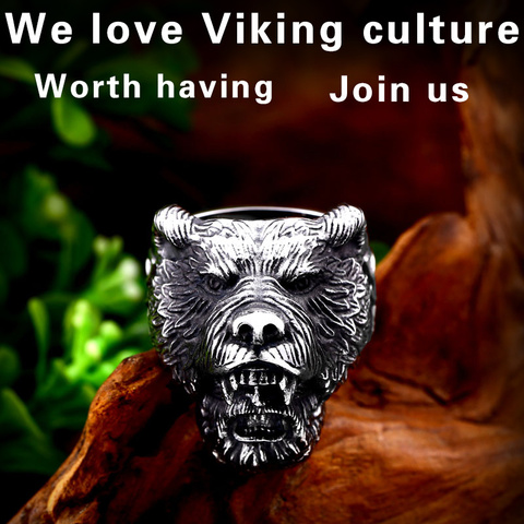 BEIER new store 316 Stainless Steel Unique Viking Bear Head Animal Ring Punk Men's Ring Fashion Jewelry LLBR8-648R ► Photo 1/6