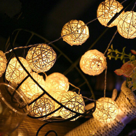 2.5M 5M 40 LED String Lights Rattan Ball Garlands Holiday Wedding Party Decoration LED String Christmas Fairy Light For Outdoor ► Photo 1/6