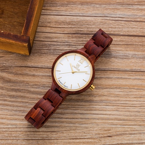 UWOOD Watch Women Wooden Quartz Wristwatches Japan Movement Retro Minimalist Casual Bangle Wood Sandal Strap Gift Watches Female ► Photo 1/5