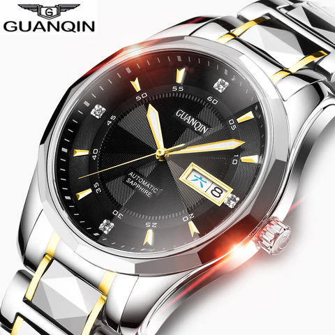 GUANQIN Japan Mechanical movement Watch men Tungsten steel men watch week waterproof Automatic clock men Relogio Masculino ► Photo 1/1