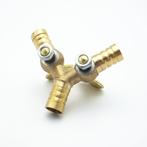 10mm Hose Barb Y Type Brass Barbed Tube Pipe Fitting Coupler Connector Adapter With Valve For Fuel Gas Water ► Photo 1/3