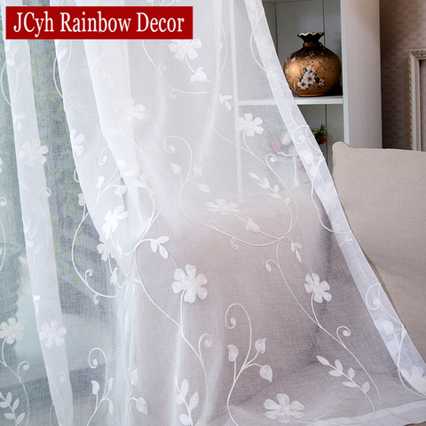 Korean White Embroidered Voile Curtains For Bedroom Window Curtain For Living Room Sheer Curtains Blinds Custom Made Drapes ► Photo 1/6