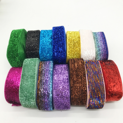 3Yards/lot 1Inch 25mm Glitter Velvet Ribbon Headband Clips Bow Wedding Christmas Decoration Pick Colors ► Photo 1/1