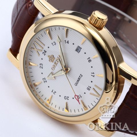 Gold Male Clock Men Brown Analog Dress Genuine Leather Belt Montre Homme Men Luxury Quartz Watch Reloj Hombre Relogio Masculino ► Photo 1/6