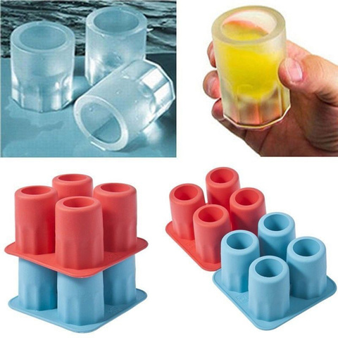 Shot Glass Ice Mold Cool 4 Cups Silicone Tray Great For Summer Party Home  Kitchen Event