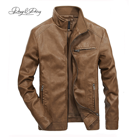 DAVYDAISY 2022 High Quality PU Leather Jackets Men Autumn Solid Stand Collar Fashion Men Jacket Jaqueta Masculina 5XL DCT-245 ► Photo 1/6