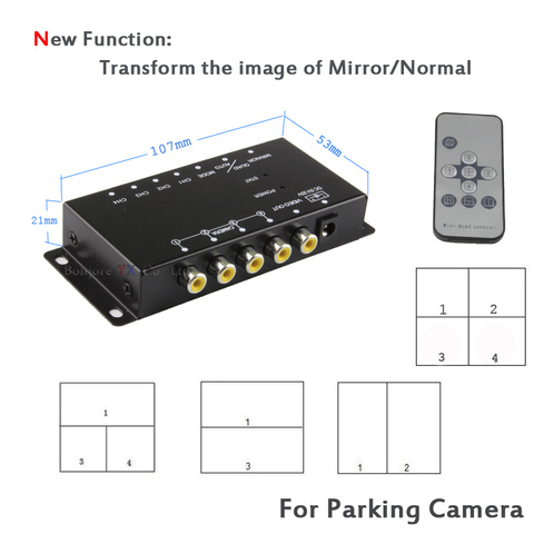 Koorinwoo Control Box Four Channels Available for Car Rear view Camera Video Automatic Switch Connecting Front Side Rear Cameras ► Photo 1/6