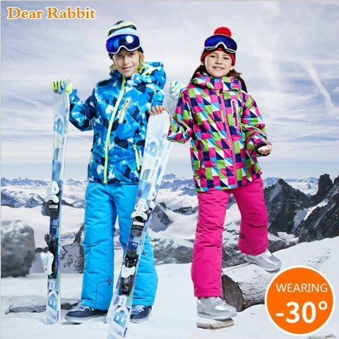 -30 degree Children clothing Set boys girl kids snowboard ski suit Waterproof outdoor sports jacket pants clothes snowsuit teen ► Photo 1/6