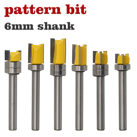 1pc Bearing Flush Trim Router Bit for wood 6mm Shank straight bit Tungsten Woodworking Milling Cutter Tool ► Photo 1/6