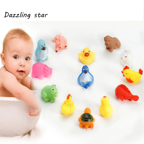 2022 New Optional 23 animals Lovely Mixed Animals Colorful Soft Rubber Float Squeeze Sound Squeaky Bathing Toy For Baby GYH ► Photo 1/4