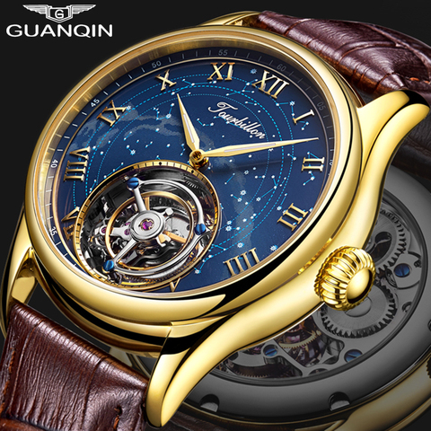 Tourbillon GUANQIN Men watches top brand luxury real Tourbillon clock men Sapphire Hand Wind mechanical watch Relogio Masculino ► Photo 1/6