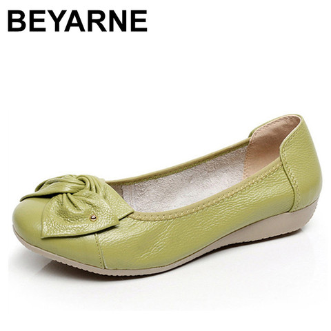 BEYARNE   Genuine Leather Shoes Women Butterfly-knot Loafers Women Flats Ballet Autumn Winter Casual Flat Shoes Woman Moccasins ► Photo 1/6