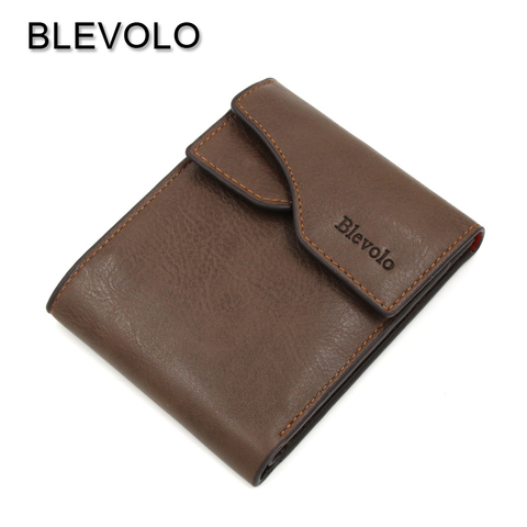 BLEVOLO Famous Designer Men Wallets Vintage Hasp Money Pocket SIM Card Photo Holder Wallet Men's Leather Short Purses 3 Color ► Photo 1/5