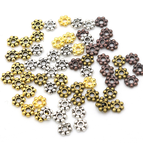 200Pcs 4mm Gold/Sliver Plated Tiny Daisy Metal Spacer Beads DIY Jewelry Findings