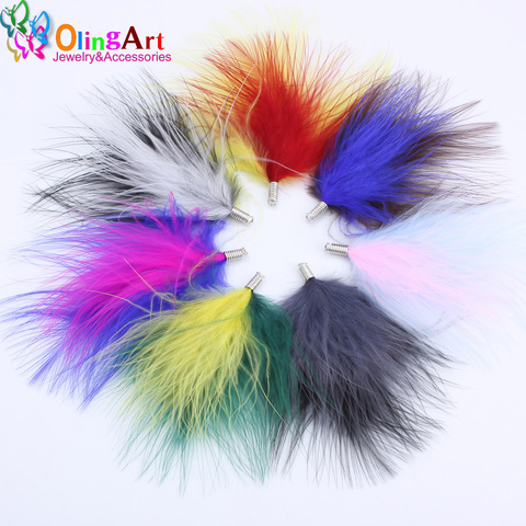 OlingArt Natural Turkey feathers 10pcs/lot 80MM Two colors women necklace Earrings tassels DIY Jewelry Making Delicate Pendants ► Photo 1/6
