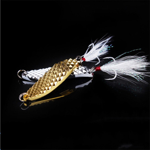 1Pcs Metal Spinner Spoon Fishing Lure Hard Baits Sequins Noise Paillette with Feather 3 Hooks Fishing Tackle7g /10g/ 15g /20g ► Photo 1/6