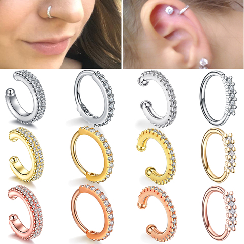 1PC Crystal Fashion Clicker Nose Hoop Ring Septum For Women Nose Ring Ear Cartilage Tragus Helix Piercing Charming Body Jewelry ► Photo 1/6