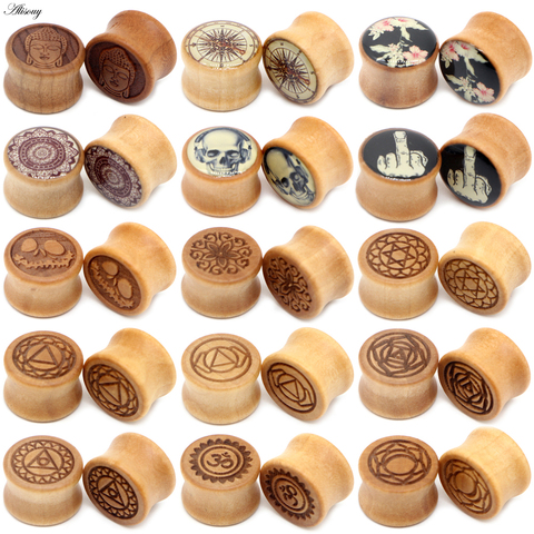 Alisouy 2PCS Fashion Natural Wood Ear Plugs Flesh Tunnels Gauges 8-20mm Ear Tragus Expander Stretcher Body Piercing Jewelry ► Photo 1/6
