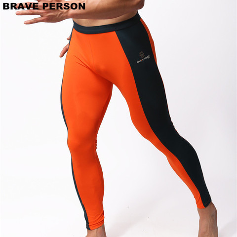 BRAVE PERSON Men's Fashion Soft Tights Leggings Pants Nylon Spandex Underwear Pants Bodybuilding Long Johns Men Trousers B1601 ► Photo 1/6