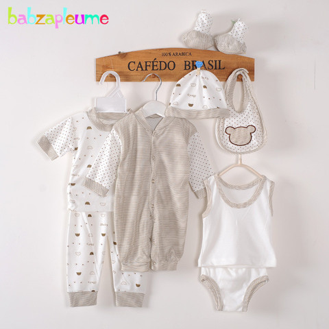 8PCS/Set Newborn Baby Boys Clothes Striped 100%Cotton Long Sleeve Jumpsuit infant suit Toddler Girls outfits Kids Rompers BC1002 ► Photo 1/6