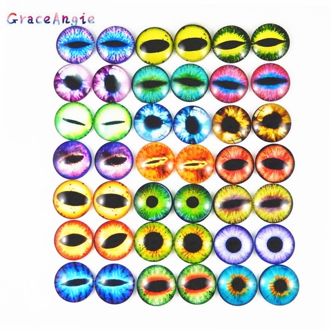10-50PCS Round 6MM-30MM Glass Dragon Cat Eyes Cabochon Charms Accessory Glass Cabochon Multi Color Horse Eyes Cat Pattern Crafts ► Photo 1/6