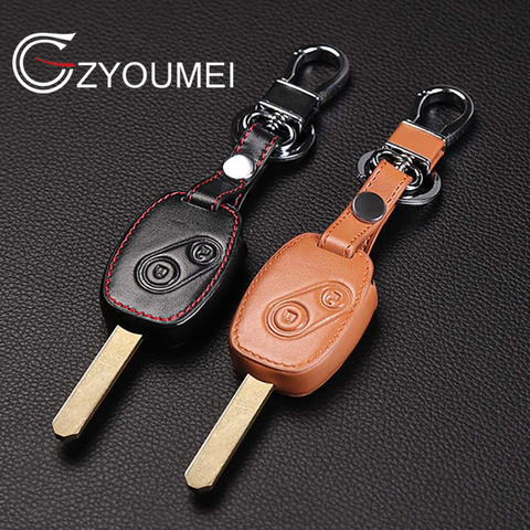 Leather Car Key Case Fob Cover Chain For Mercedes Benz Remote 2 or 3 Buttons 