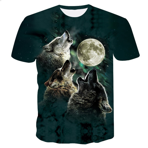 ummer New O-neck style  Short Sleeve T-shirt 2022 Fashion Men Casual Tops tee Men fashion Wolf series 3D Print T-shirt ► Photo 1/6