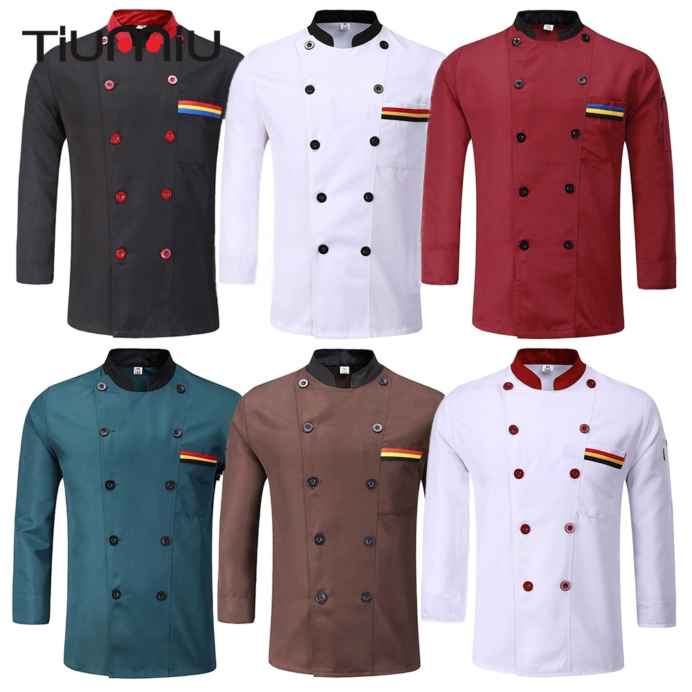 Unisex Chef Coat Chef Jacket Double-breasted Uniform Kitchen Overalls Clothes 