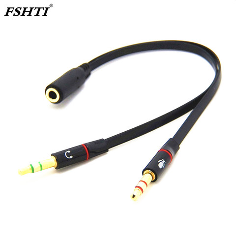 3.5 mm Black Headphone Earphone Audio Cable Micphone Y Splitter Adapter 1 Female to 2 male Connected Cord to Laptop PC ► Photo 1/6
