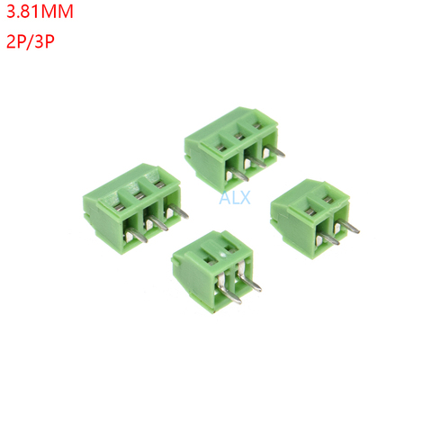 10PCS 3.81-2P 3P 3.81MM pitch straight pin pcb screw terminal block connector 2PIN 3PIN green 3.81 2P 3 PIN ► Photo 1/3