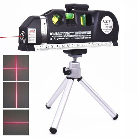 Laser Level Measure Tape Vertical Horizontal Lasers Adjusted Multifunctional Standard Ruler Cross Lines Instrument with Tripod ► Photo 1/6