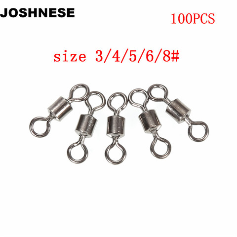 JOSHNESE 100pcs/lot Fishing Swivels Rolling Swivel Connector with Ball Bearing Solid Rings Sea Fishing Accessories ► Photo 1/6