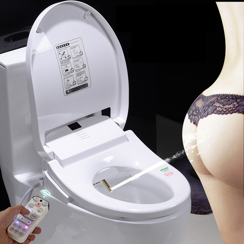 Smart Heated Toilet Seat Remote Control  Intelligent female Bidet Toilet Seat WC Sitz Water Closet Automatic Toilet Lid Cover ► Photo 1/6