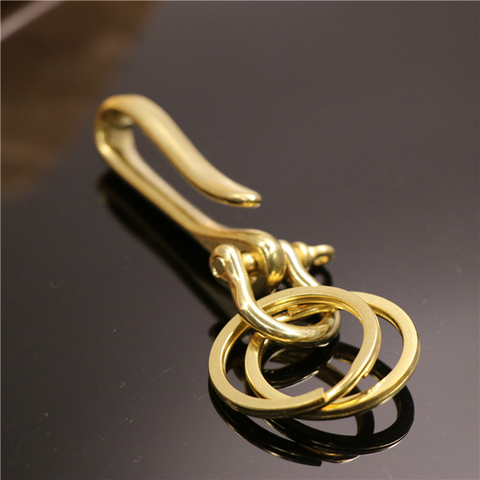 Solid Brass Metal D Shackle U-shape Hook Keychain Key Ring Wallet Chain Hook Belt U Hook with D bow shackle split rings 3 Sizes ► Photo 1/6
