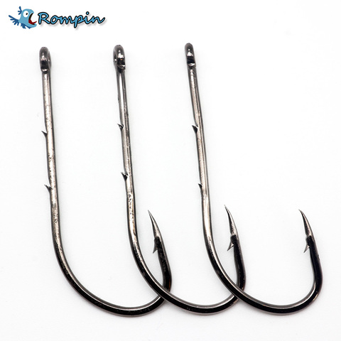 Rompin 50pcs/bag 92247 Fishing Hooks Black Offset Sliced Long Barbed Shank Baitholder Bait Hook Size 6#-6/0# ► Photo 1/1