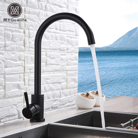 Free Shipping stainless steel  Matte Kitchen Faucet  Deck  Sinks Faucet High Arch 360 Degree Swivel Cold Hot Mixer Water Tap ► Photo 1/6