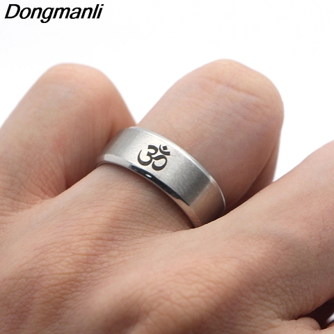 M1284 DMLSKY Om Symbol,Buddhism, Zen Art Ring Stainless Steel Jewelry India Om Yoga Motor Biker Rings Gift For Man Women ► Photo 1/6