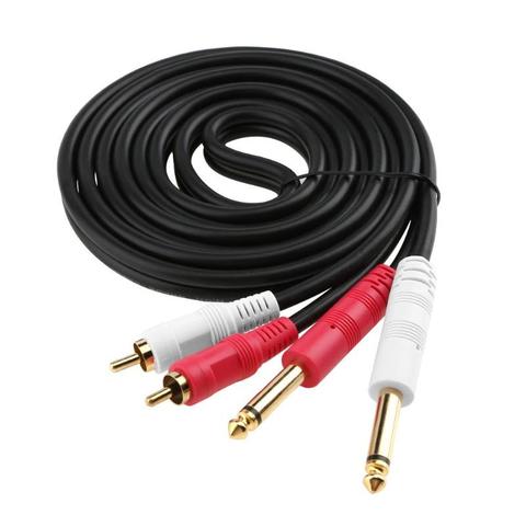 Dual RCA to 2x 6.35mm 1/4'' Mono TS Plug Audiophile Audio Cable for Mixer Amplifier 2RCA to 2 6.5 DVD cord 2m/3m/5m/8m ► Photo 1/6