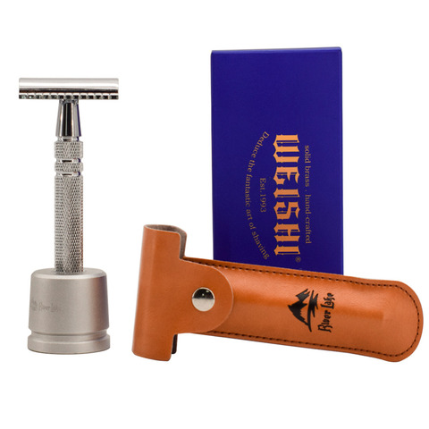 WEISHI Men Manual Shaving Razor Classic Safety Razor Double Edge Blade Copper Handle with 5 pcs blades as gift ► Photo 1/1