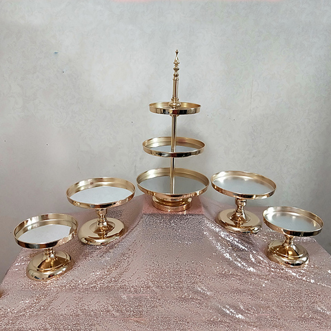 1pcs-5pcs mirror Wedding Decoration 2 or 3 Tier Cupcake Display Gold Metal Cake Stand ► Photo 1/5