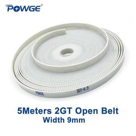 POWGE 5Meters PU 2GT Open Synchronous belt 2GT-9 width 9mm polyurethane Steel open GT2 Timing belt for Small backlash 3D printer ► Photo 1/6